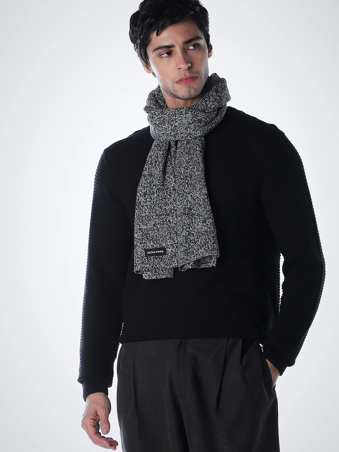 Crew Neck Cotton Knit - Black