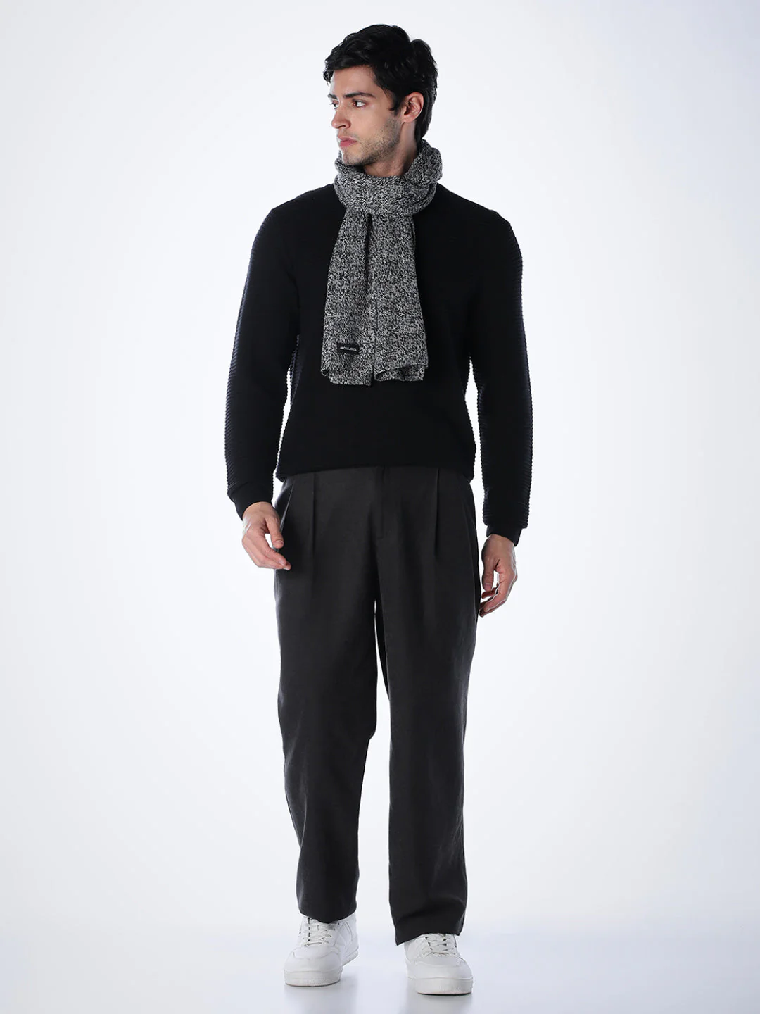 Crew Neck Cotton Knit - Black - Image 6