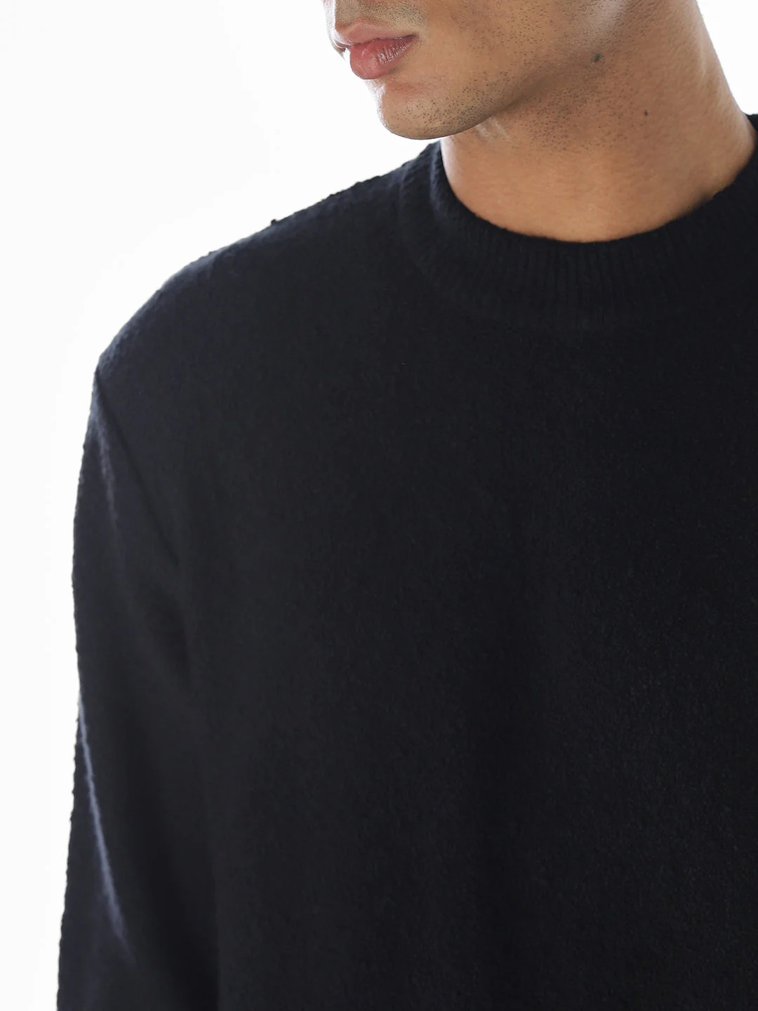 Knitted Relaxed Fit Pullover - Black - Image 5