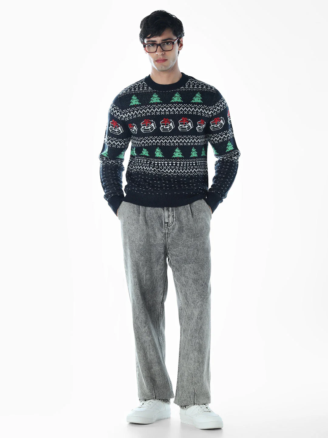 Printed Jacquard Crew Neck Pullover - Image 6