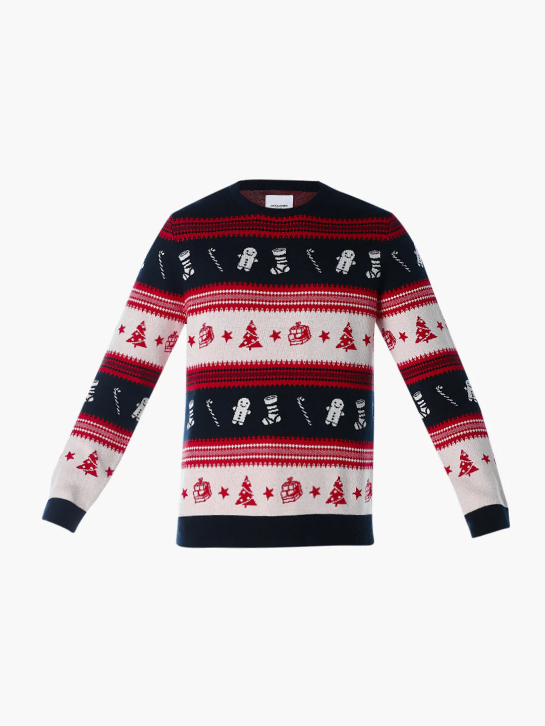 X-MAS Print Jacquard Pullover - Red - Image 7