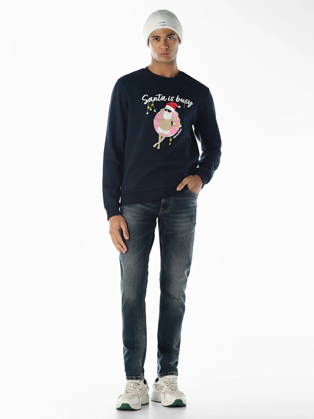 X-Mas Print Sweatshirt - Blue - Image 6