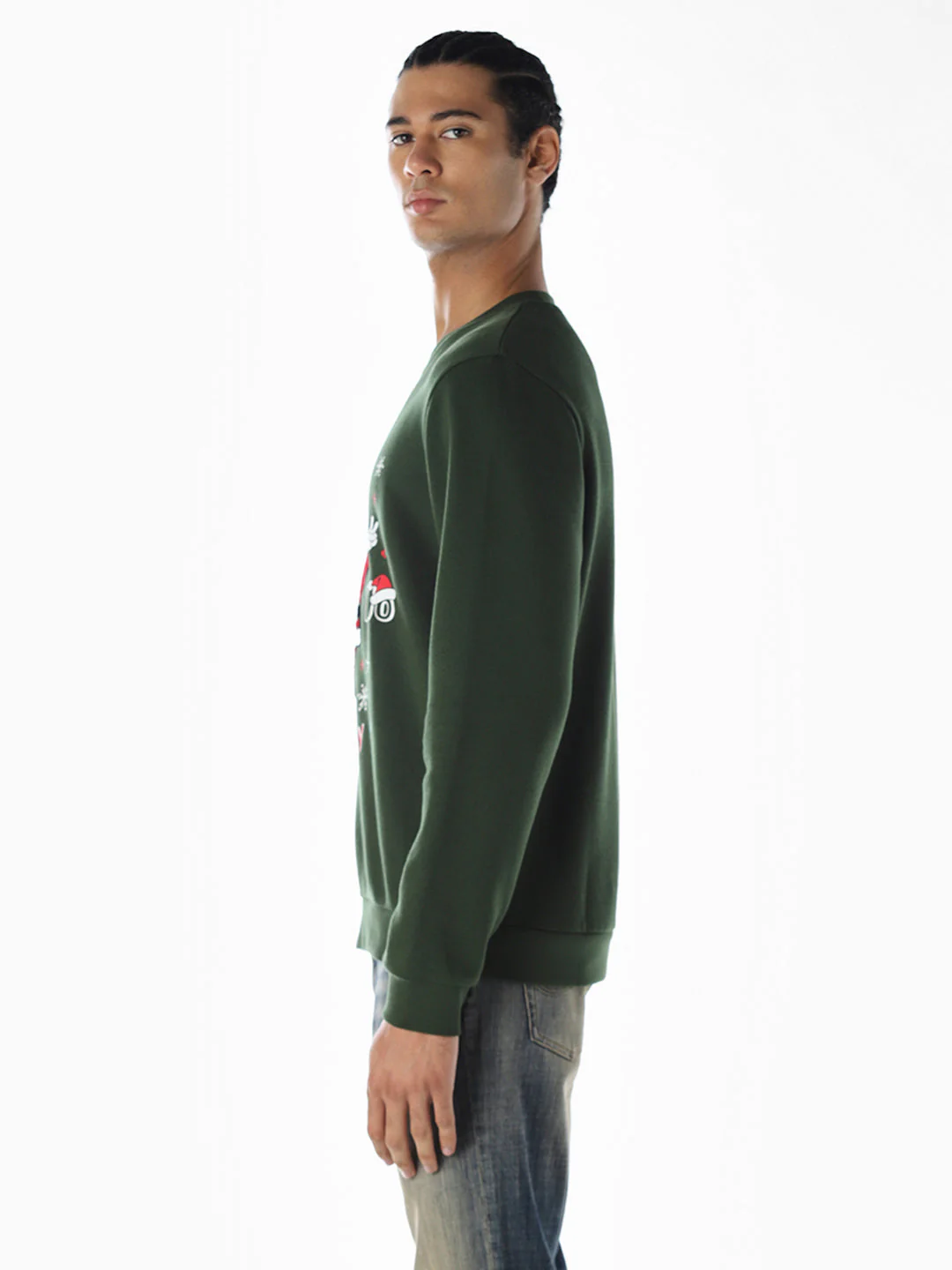 Santa Printed Sweatshirt - Green - Image 3