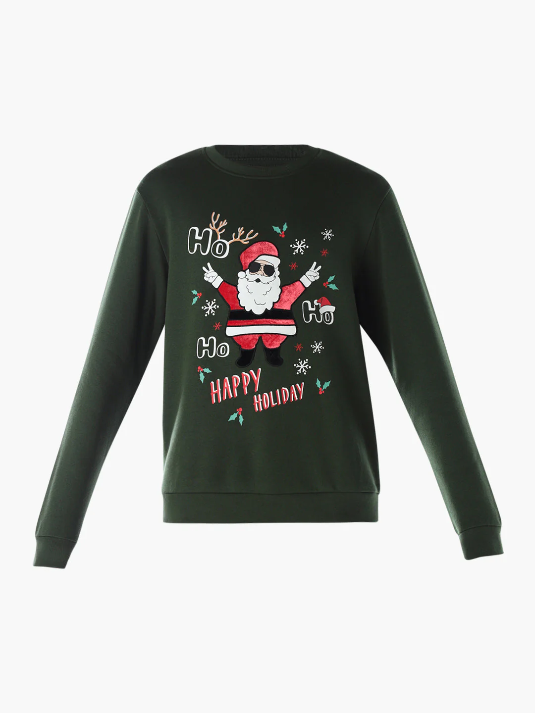 Santa Printed Sweatshirt - Green - Image 7