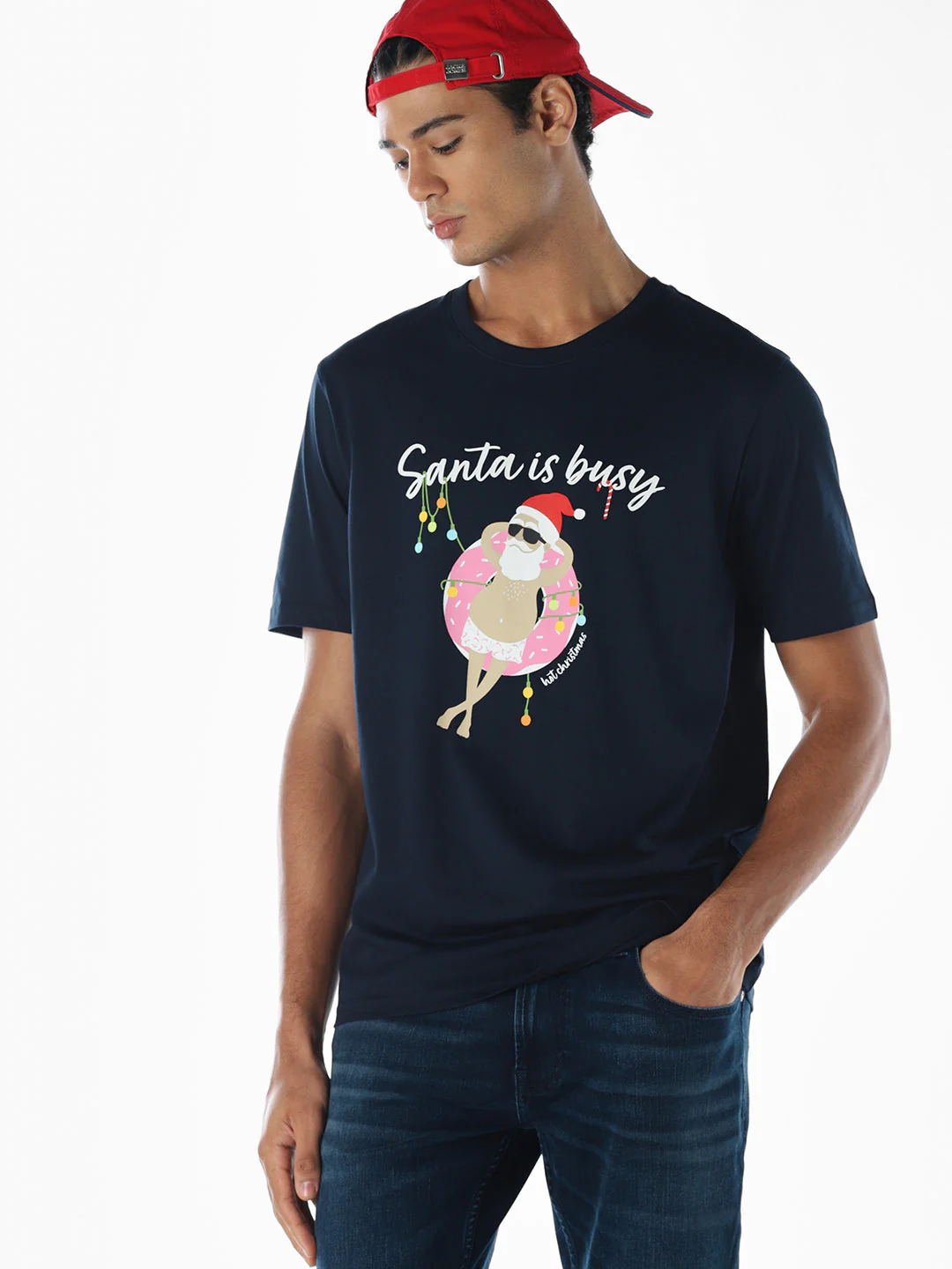 Reindeer X-Mas Printed T-shirt - Blue