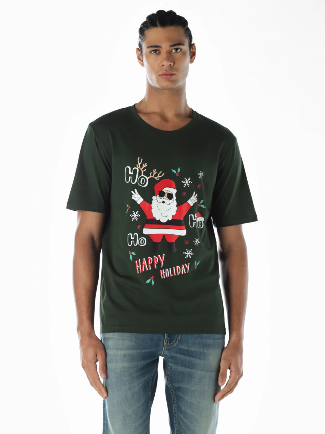 Santa X-Mas Printed T-shirt - Green - Image 2