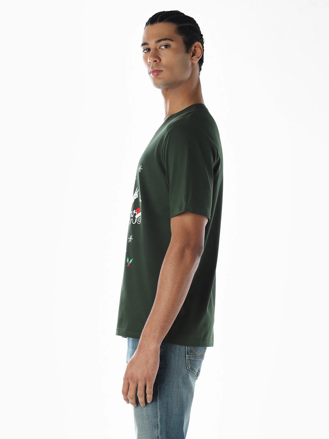 Santa X-Mas Printed T-shirt - Green - Image 3