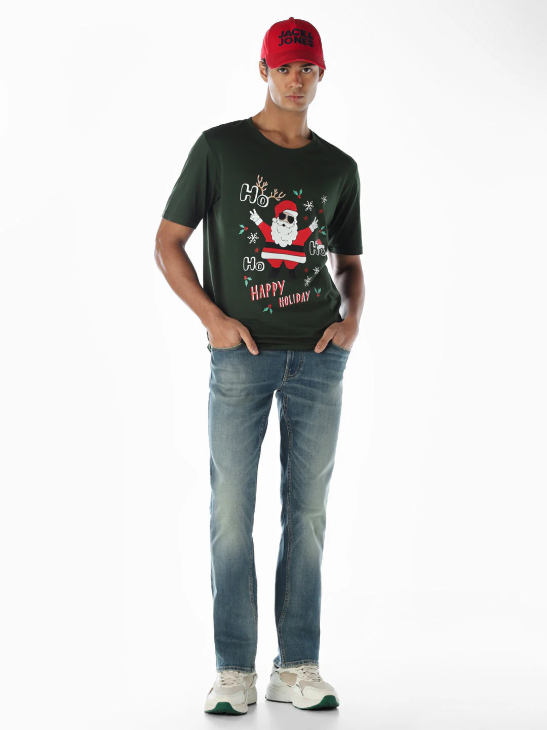 Santa X-Mas Printed T-shirt - Green - Image 6