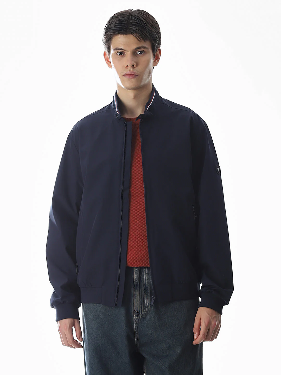 Regular Fit Bomber Jacket - Navy Blue - Image 2