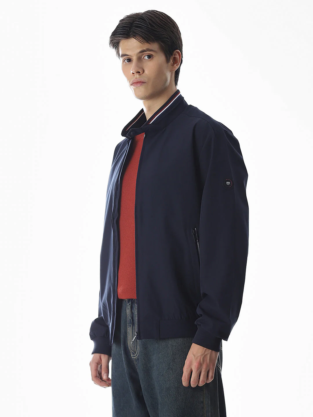 Regular Fit Bomber Jacket - Navy Blue - Image 3