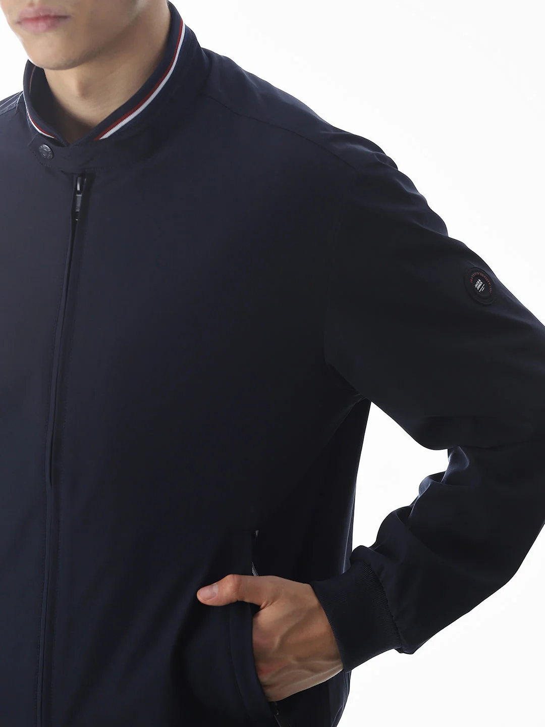 Regular Fit Bomber Jacket - Navy Blue - Image 5