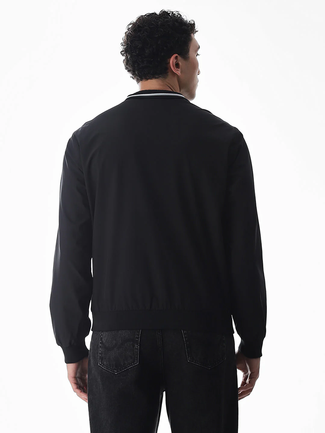 Regular Fit Bomber Jacket - Black - Image 4