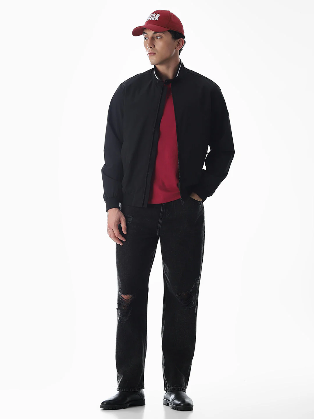 Regular Fit Bomber Jacket - Black - Image 6