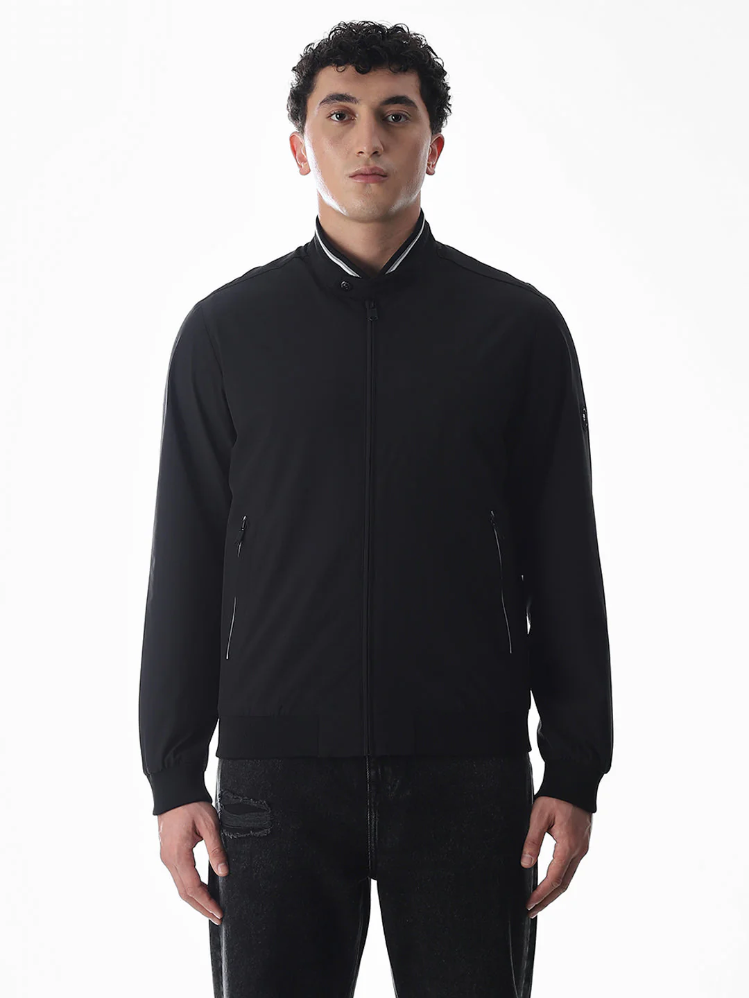 Regular Fit Bomber Jacket - Black - Image 8