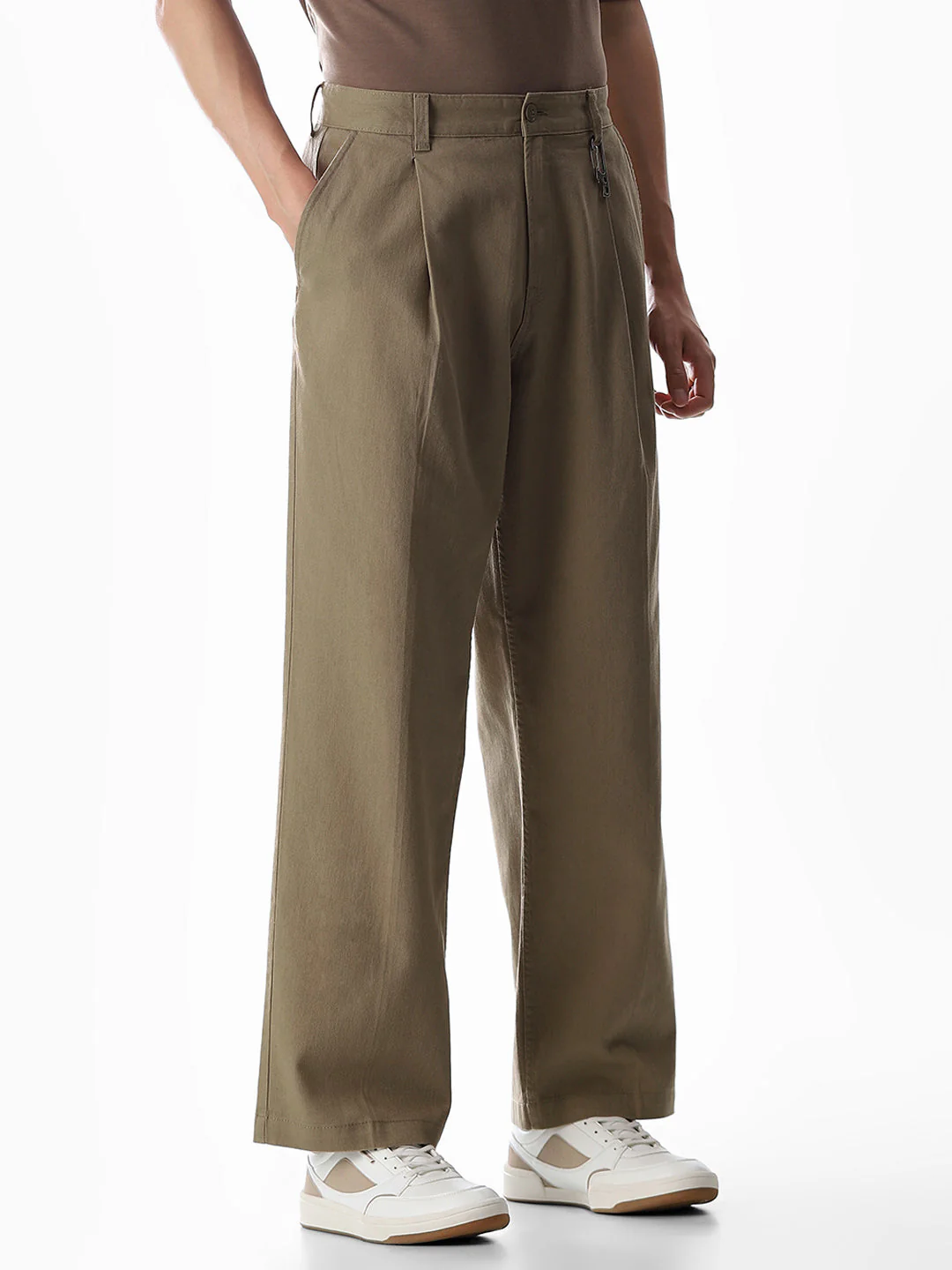 Brown Loose Fit Cotton Chinos - Image 2