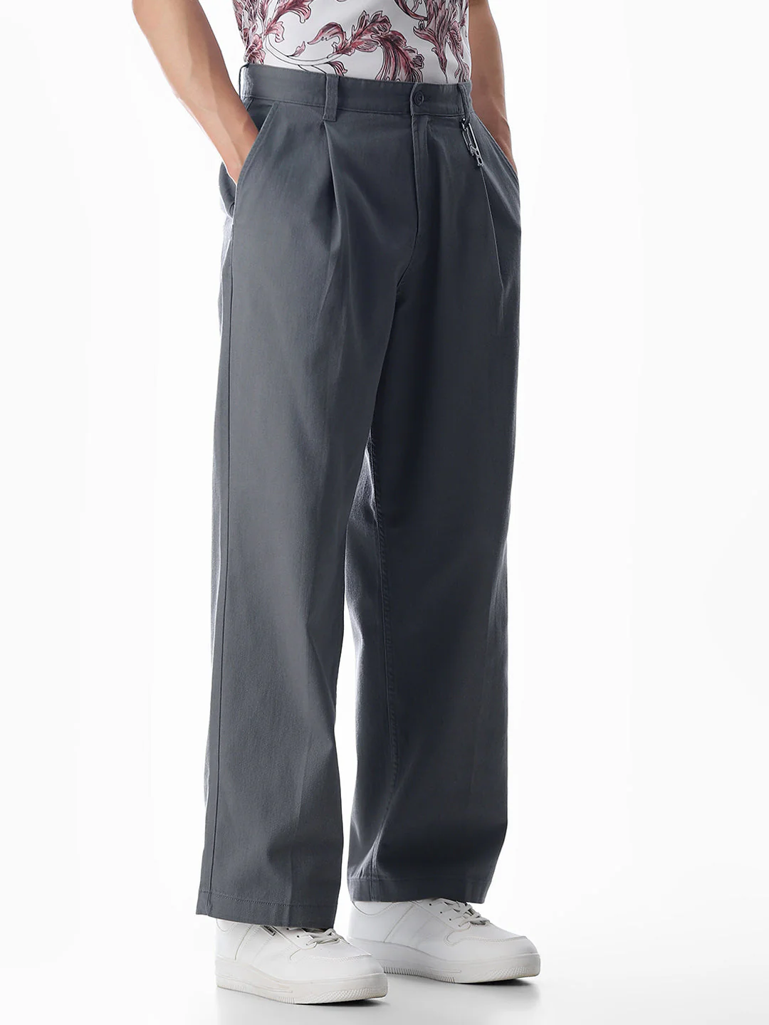 Grey Loose Fit Cotton Chinos - Image 2