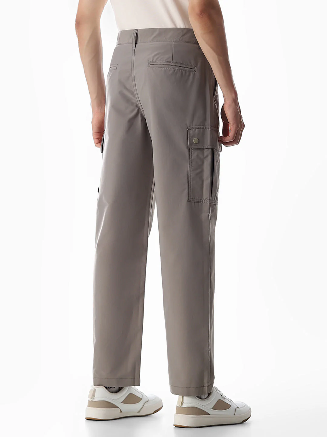 Grey Mid Rise Regular Fit Cargos - Image 3