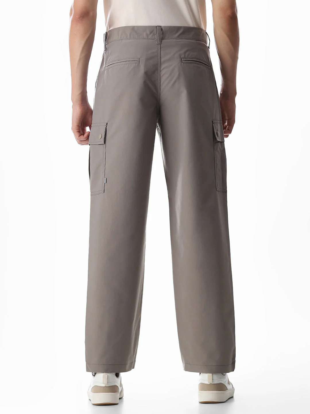 Grey Mid Rise Regular Fit Cargos - Image 9