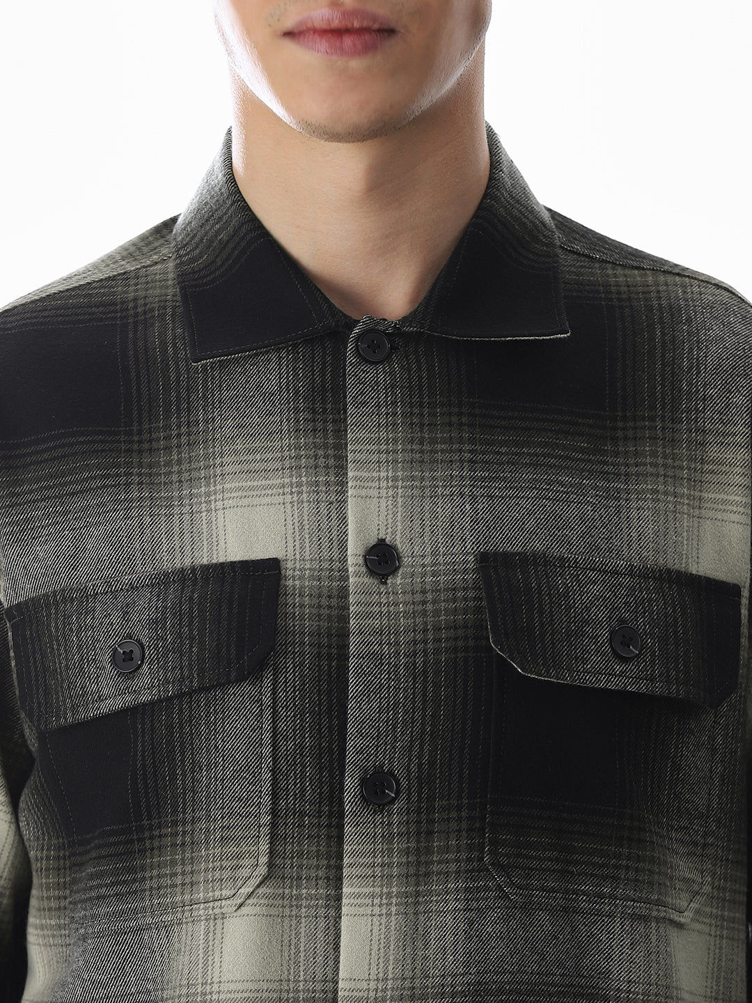 Check Oversized Overshirt - Dark Green - Image 5