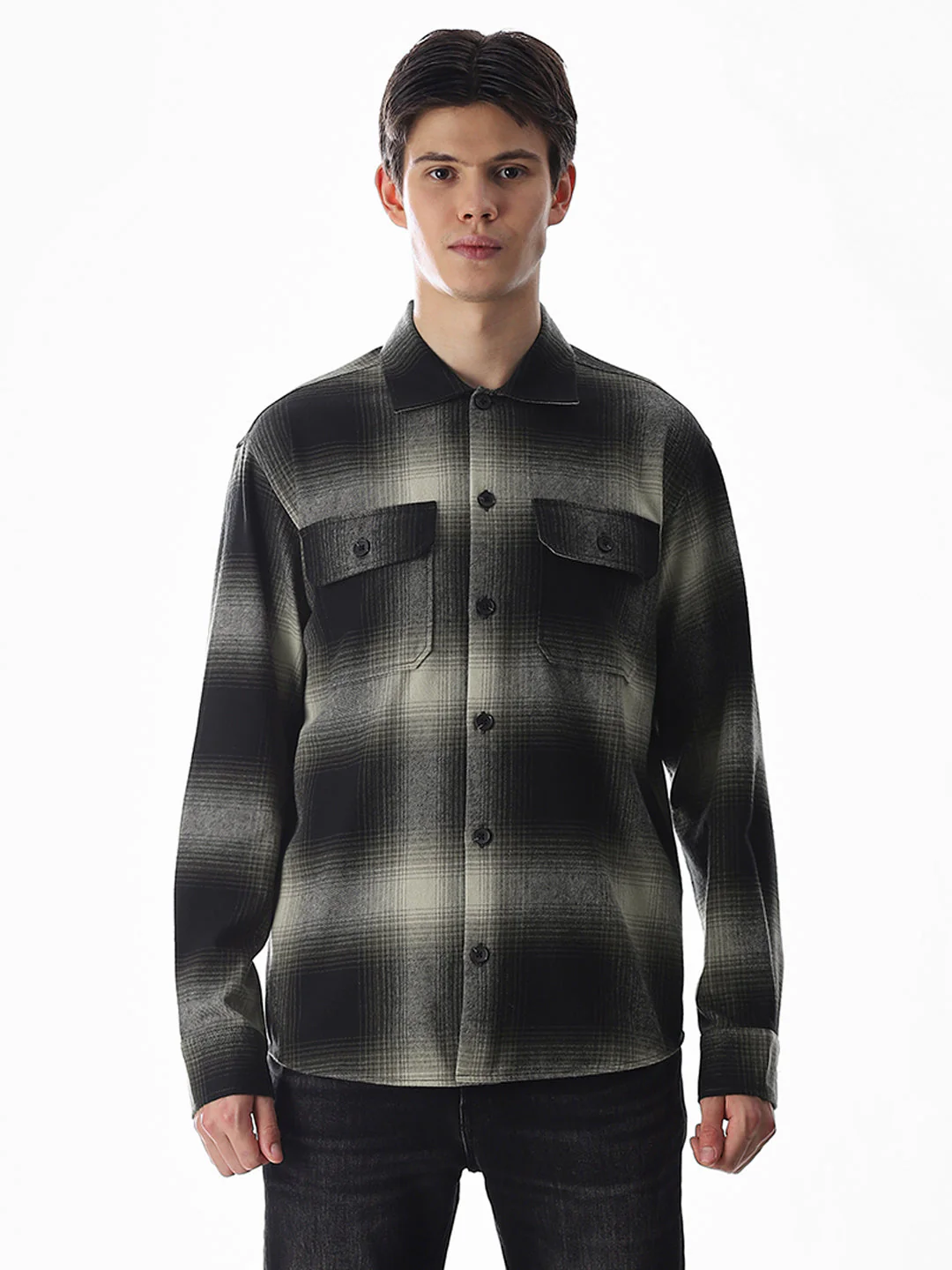 Check Oversized Overshirt - Dark Green - Image 8
