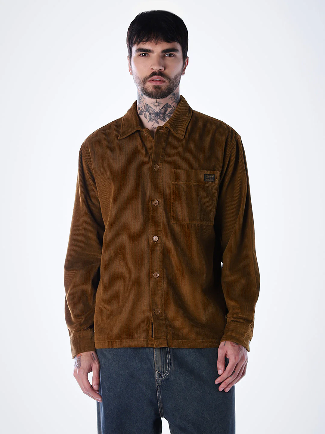 Corduroy Overshirt - Dark Brown - Image 2