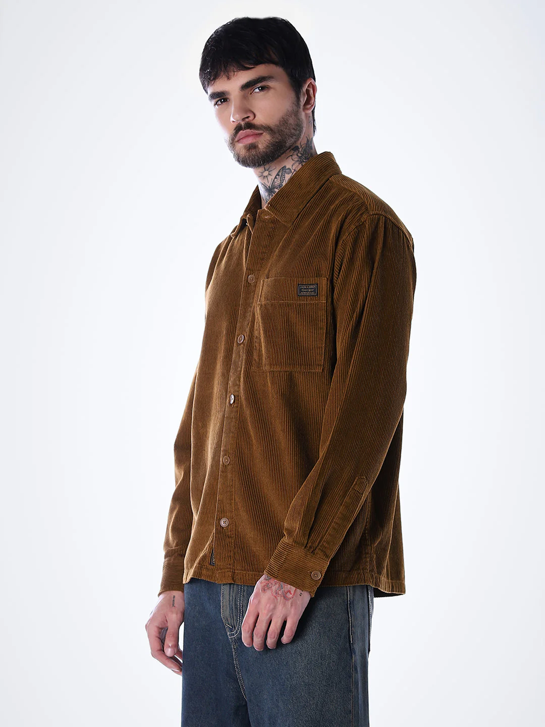 Corduroy Overshirt - Dark Brown - Image 3