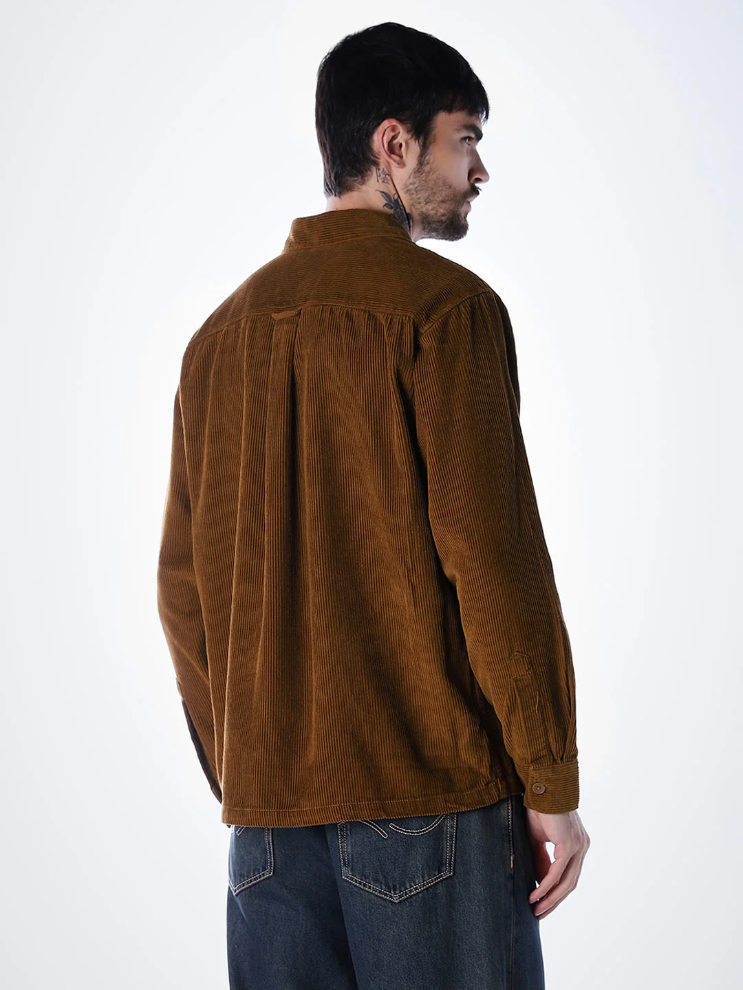 Corduroy Overshirt - Dark Brown - Image 4
