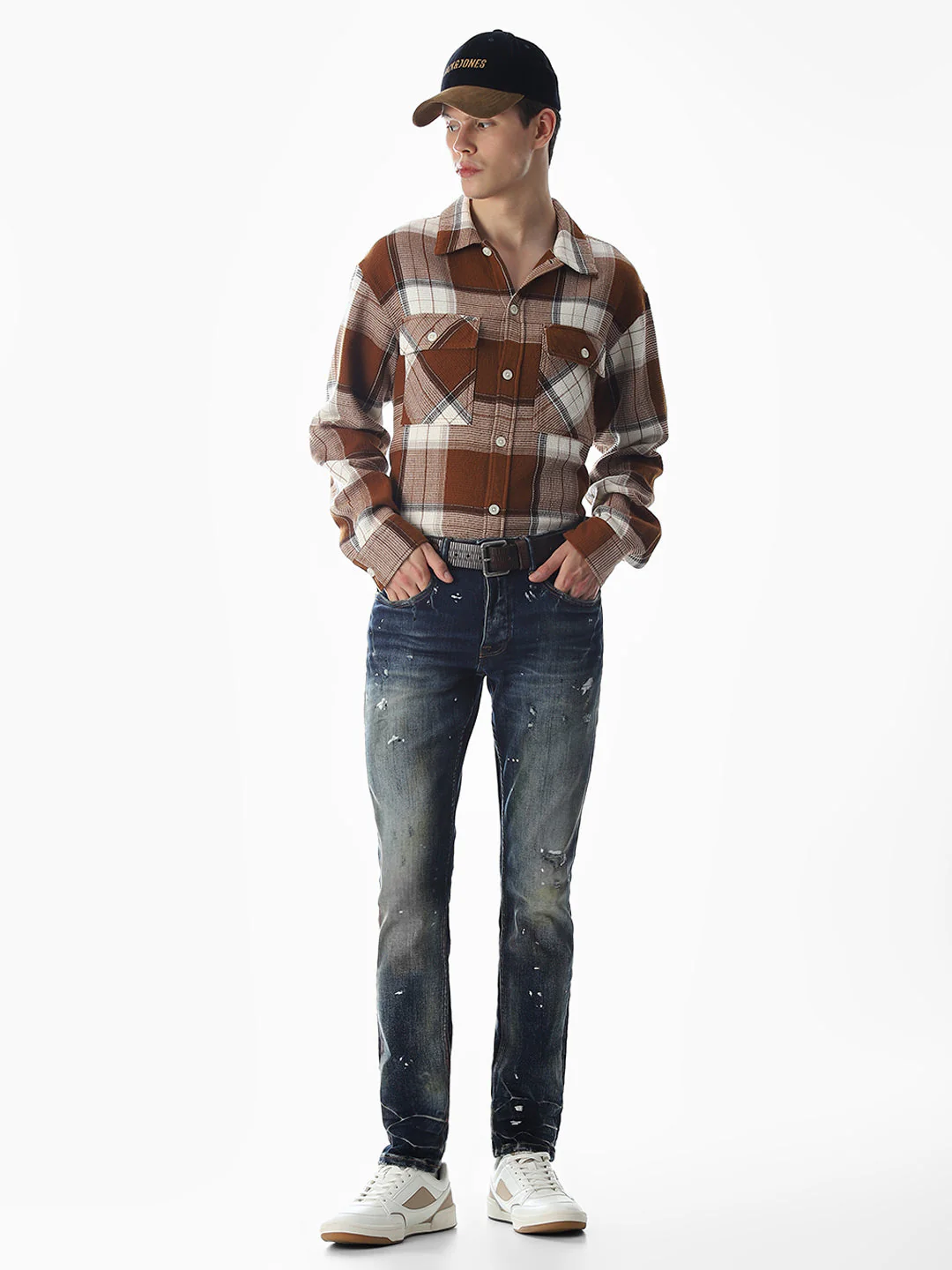 Dark Brown Check Cotton Shirt - Image 6
