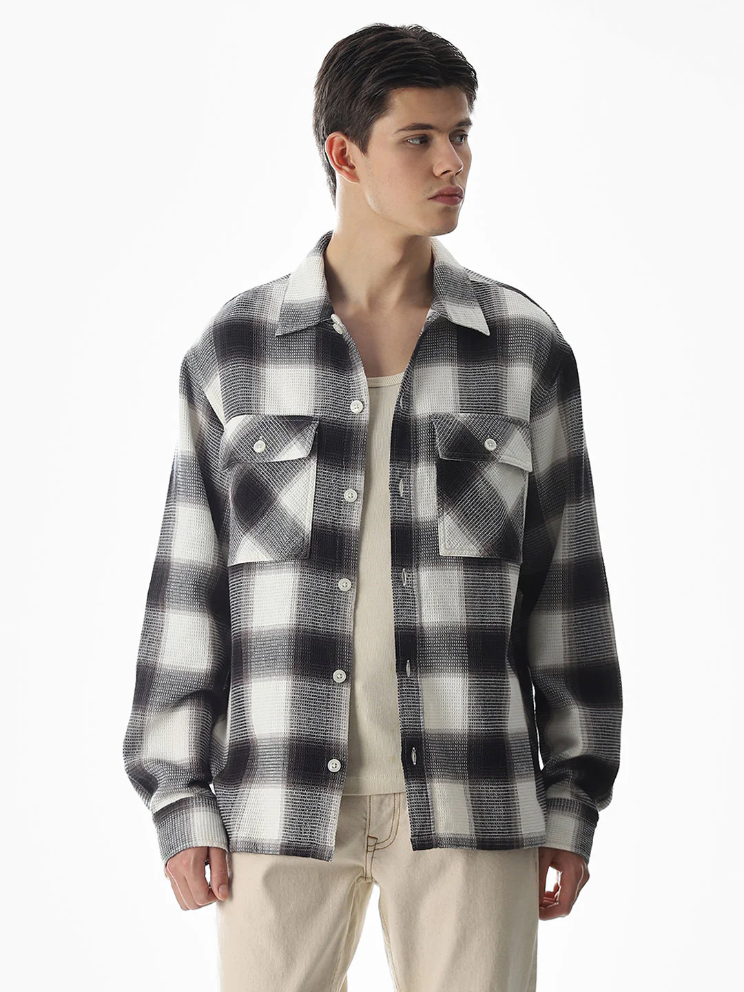 Black Check Cotton Shirt - Image 2