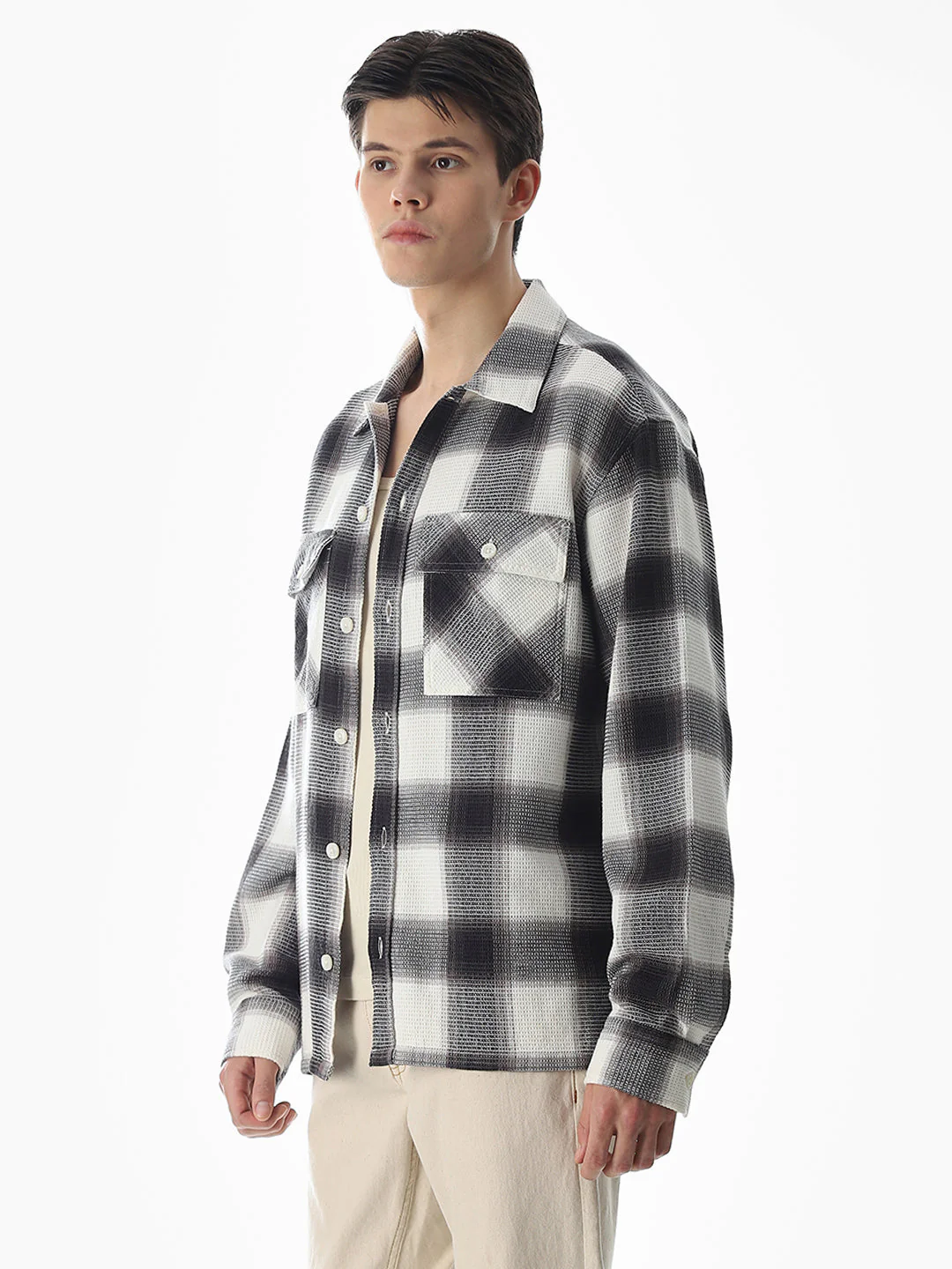 Black Check Cotton Shirt - Image 3