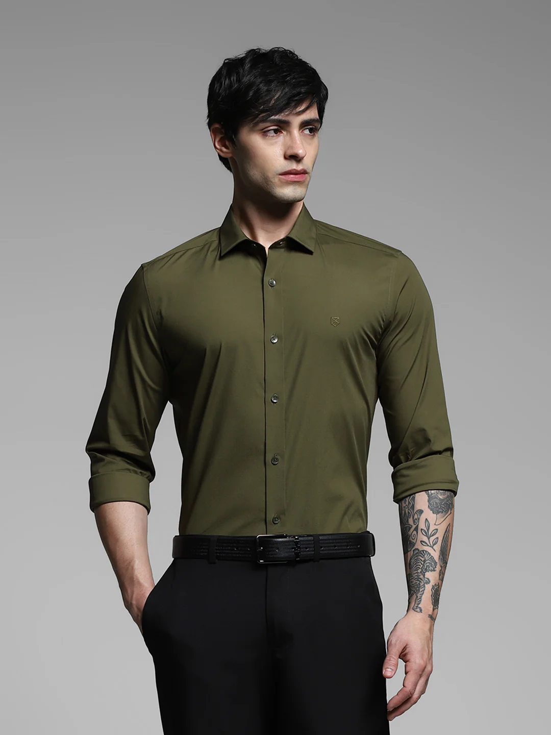 Dark Olive Slim Fit Formal Shirt