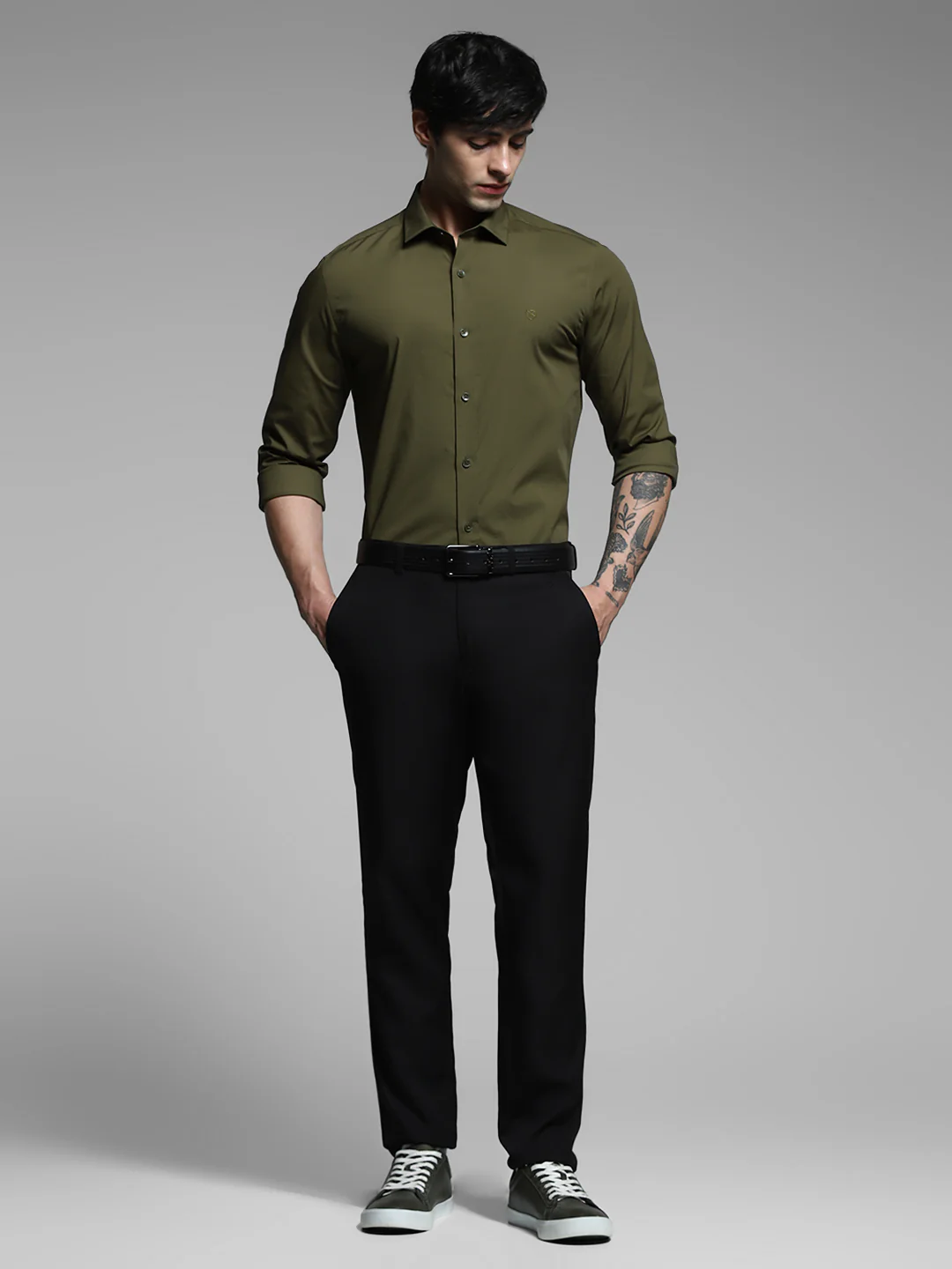 Dark Olive Slim Fit Formal Shirt - Image 2