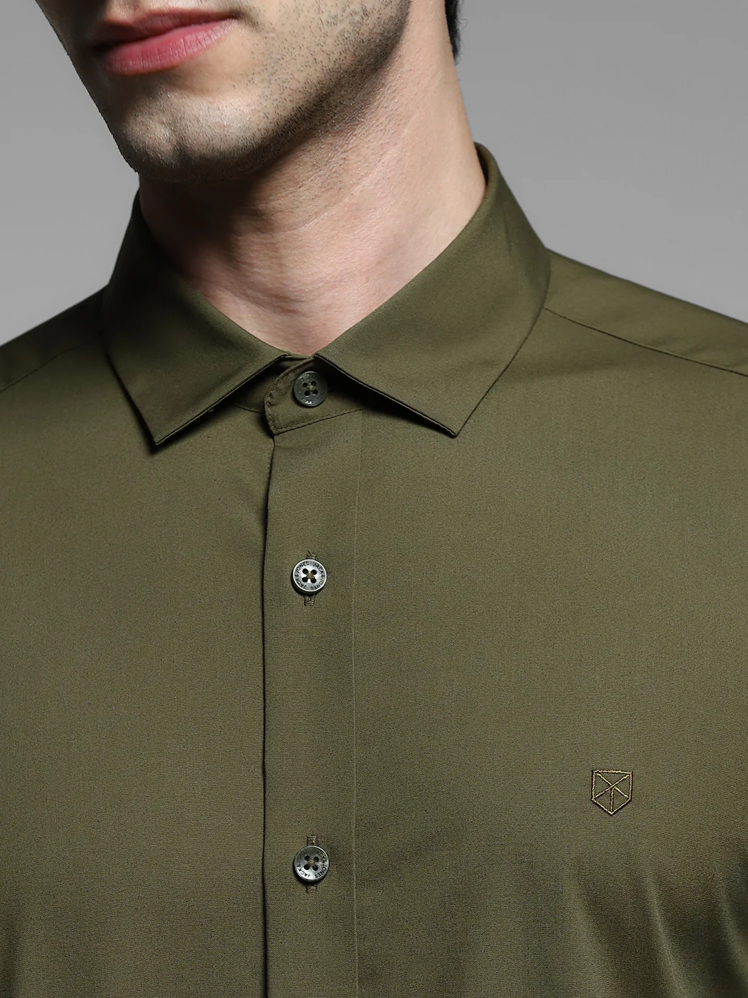 Dark Olive Slim Fit Formal Shirt - Image 6