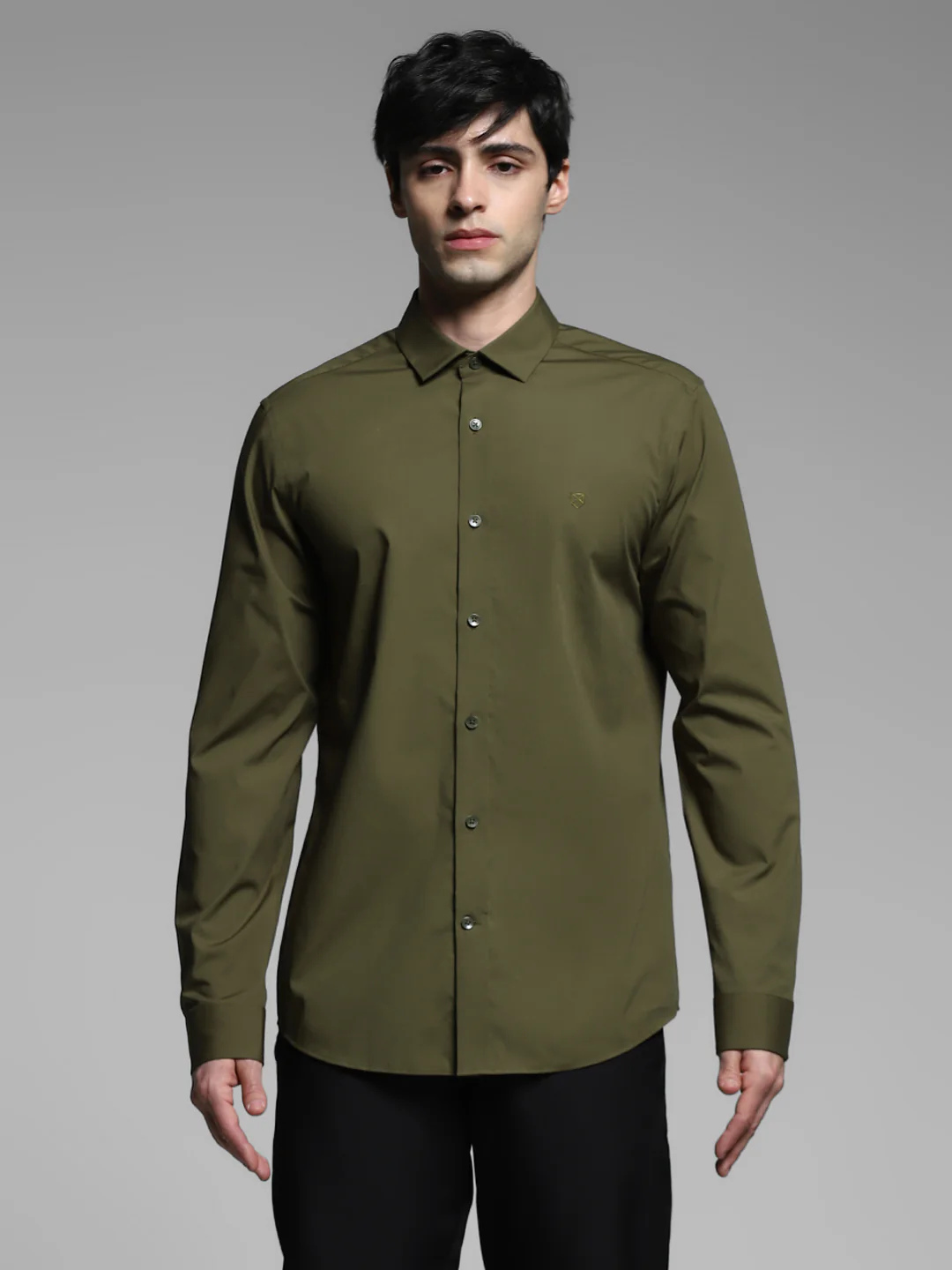 Dark Olive Slim Fit Formal Shirt - Image 8