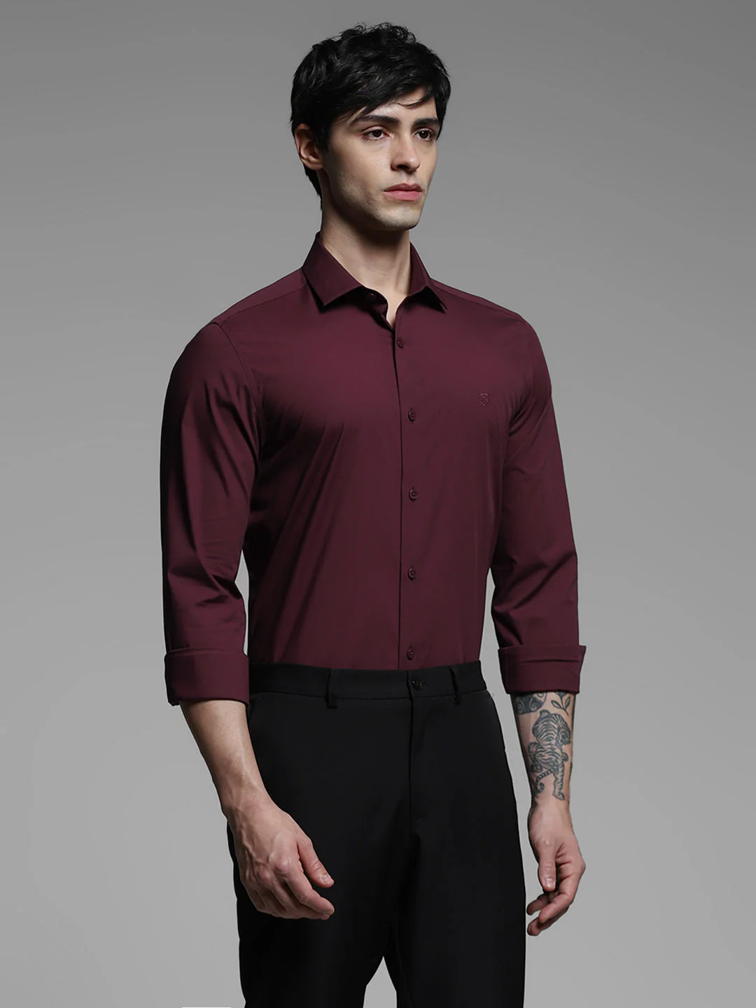 Maroon Slim Fit Formal Shirt - Image 3