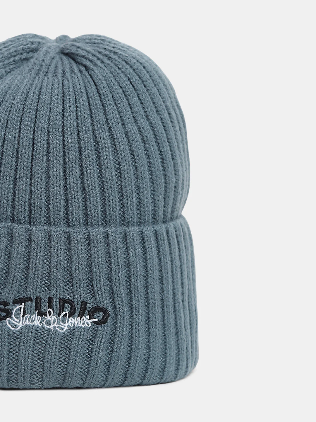 Grey Acrylic Knitted Beanie - Image 2