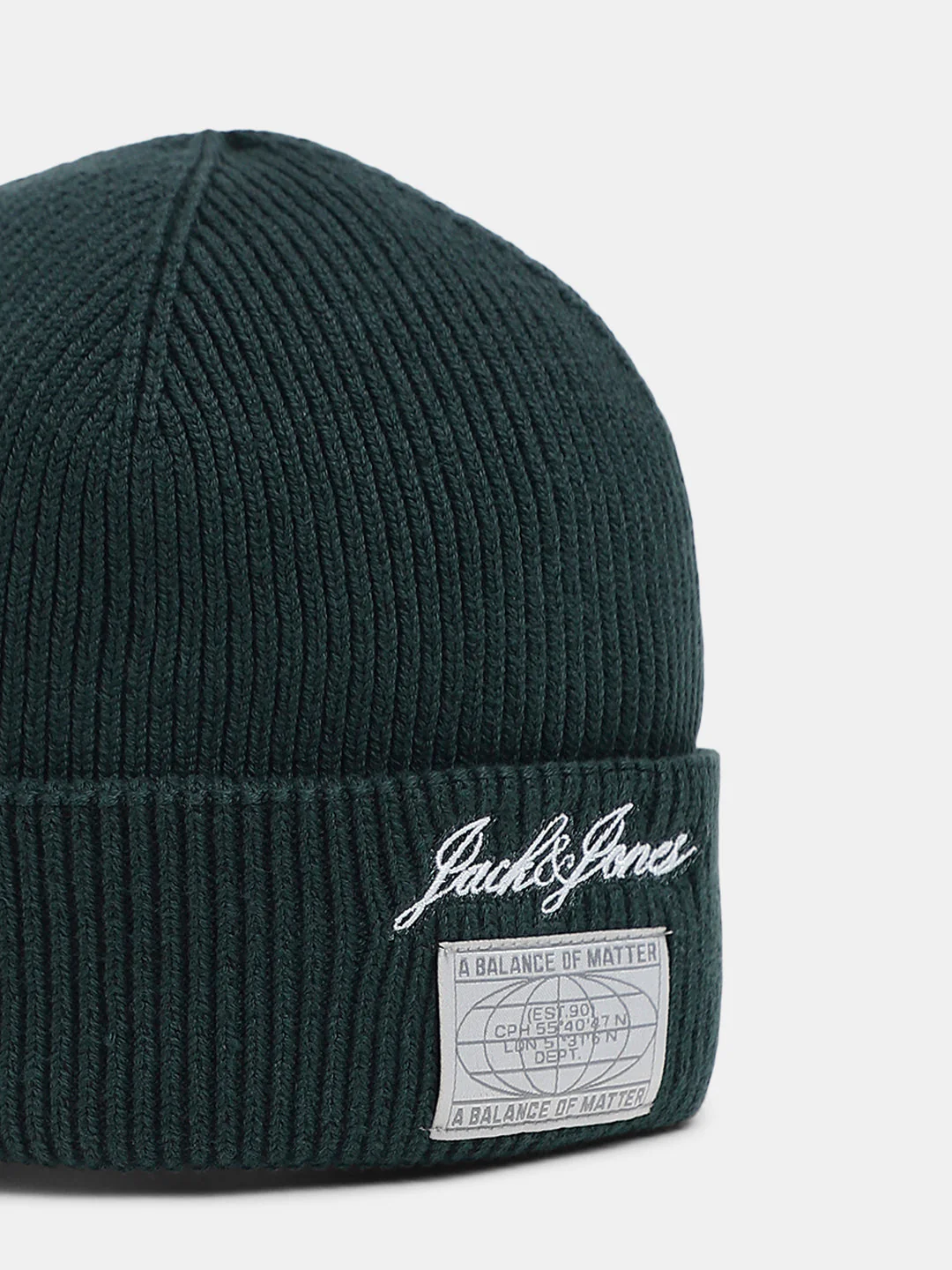 Green Logo Print Cotton Beanie - Image 2