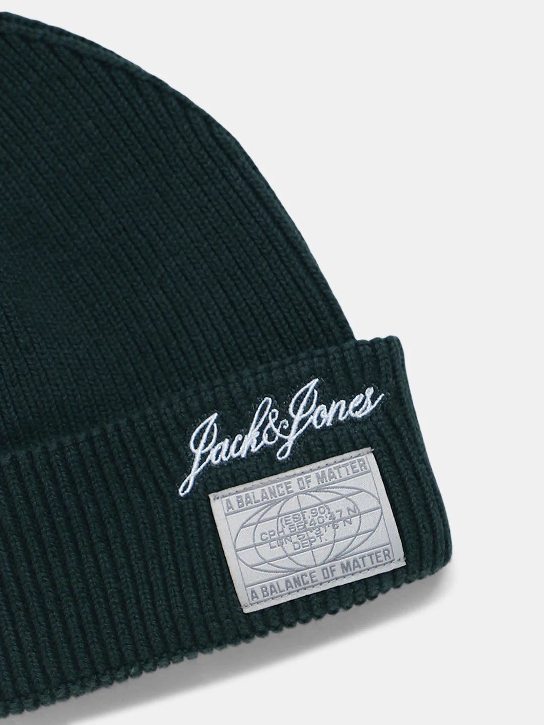 Green Logo Print Cotton Beanie - Image 3