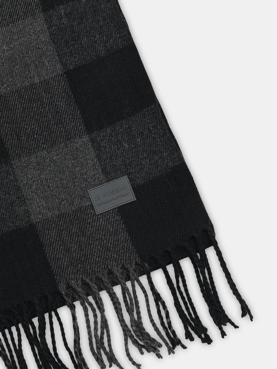 Black Check Acrylic Scarf - Image 3