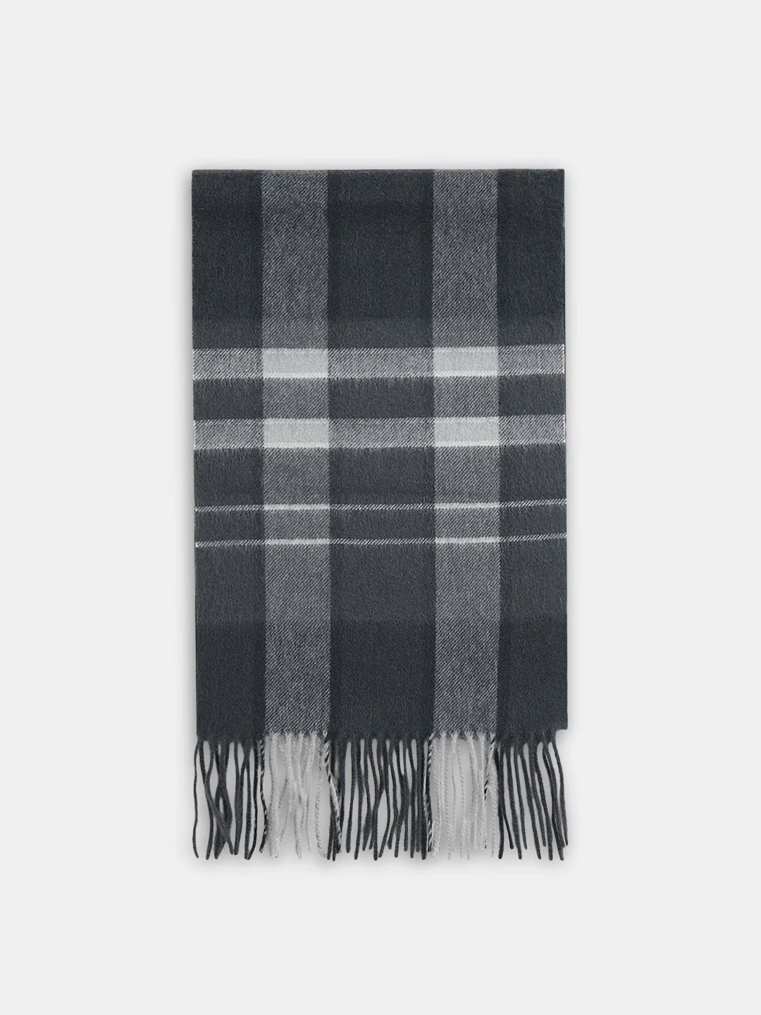 Dark Grey Check Wool Scarf