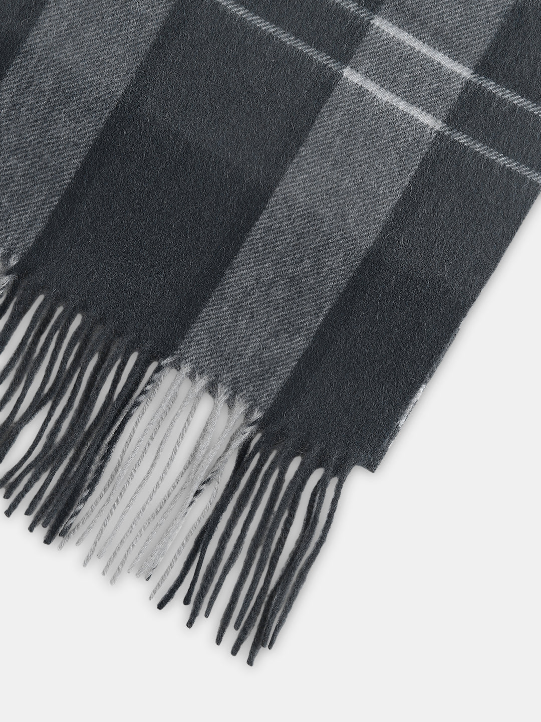 Dark Grey Check Wool Scarf - Image 3