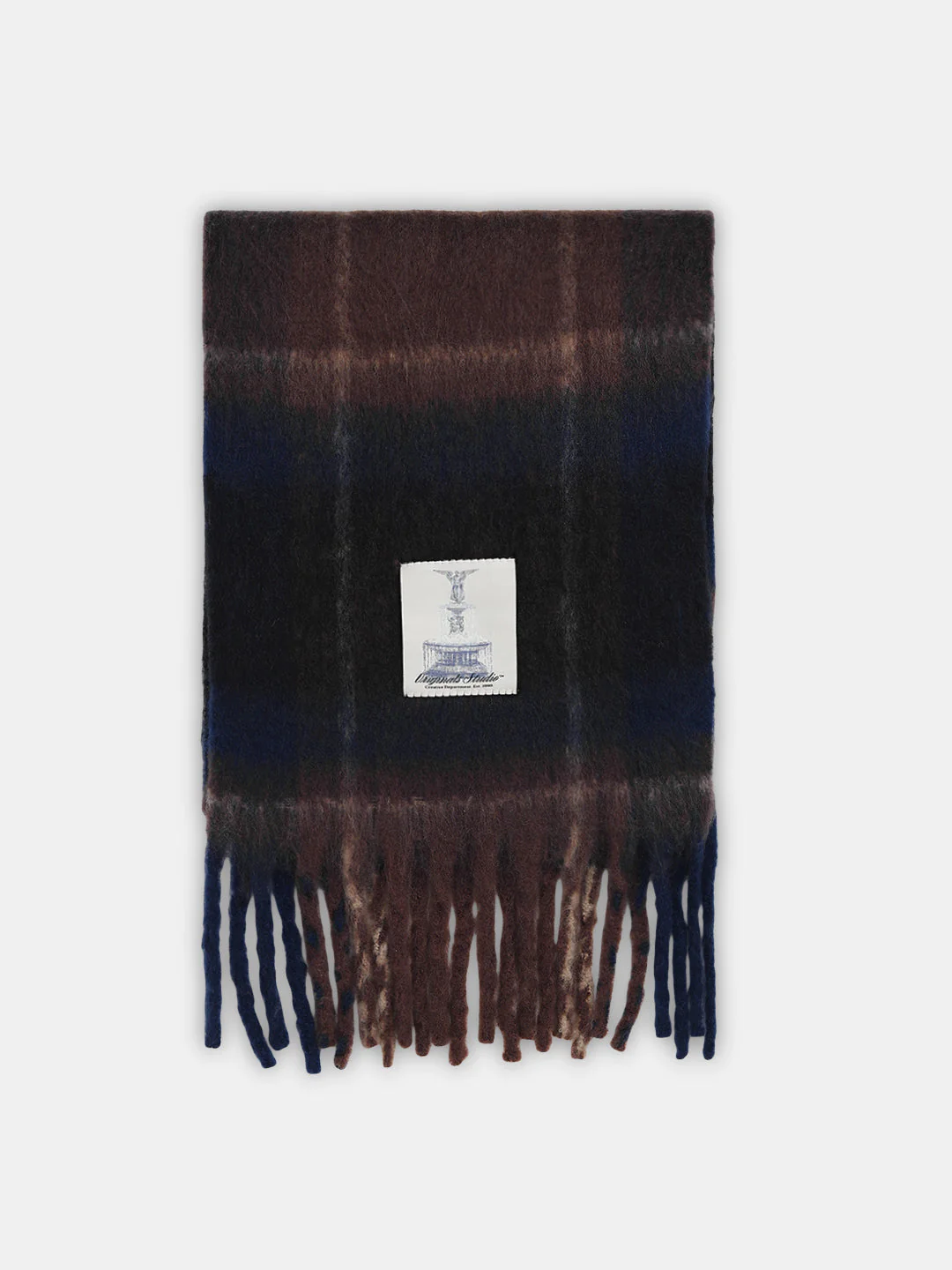 Dark Blue Check Chunky Scarf