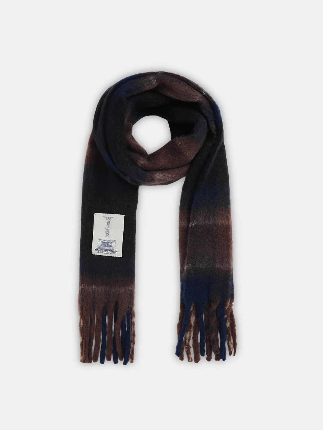 Dark Blue Check Chunky Scarf - Image 2