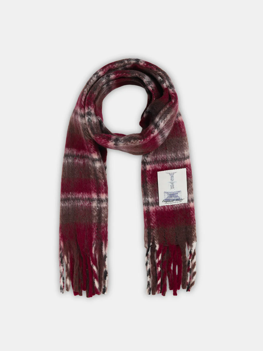 Maroon Check Chunky Scarf - Image 2