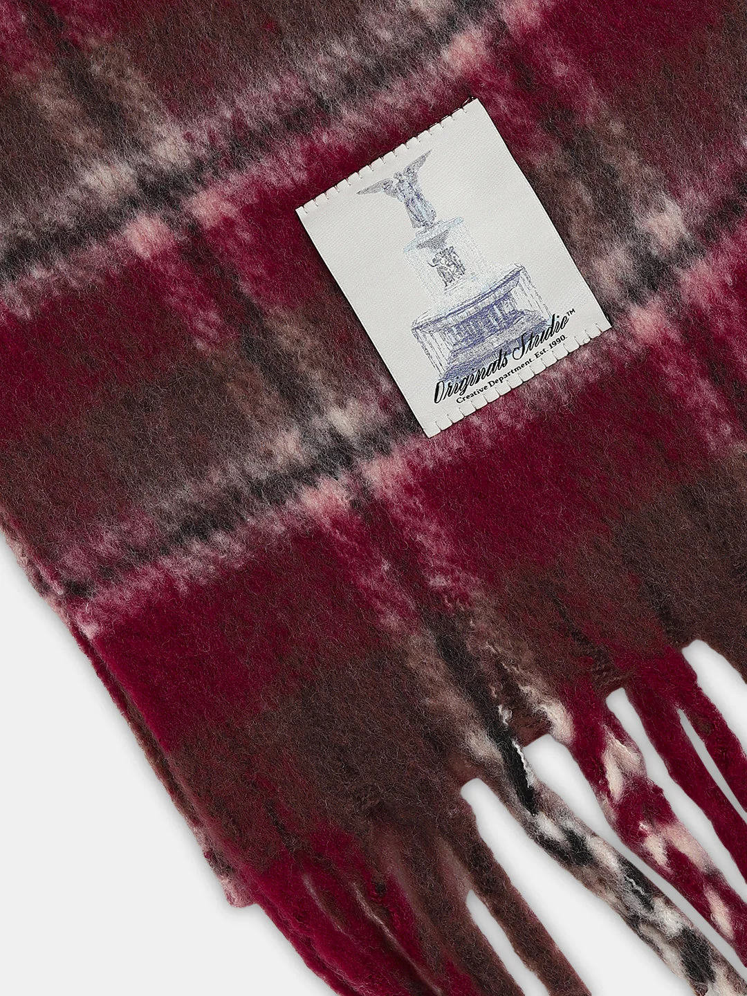 Maroon Check Chunky Scarf - Image 3
