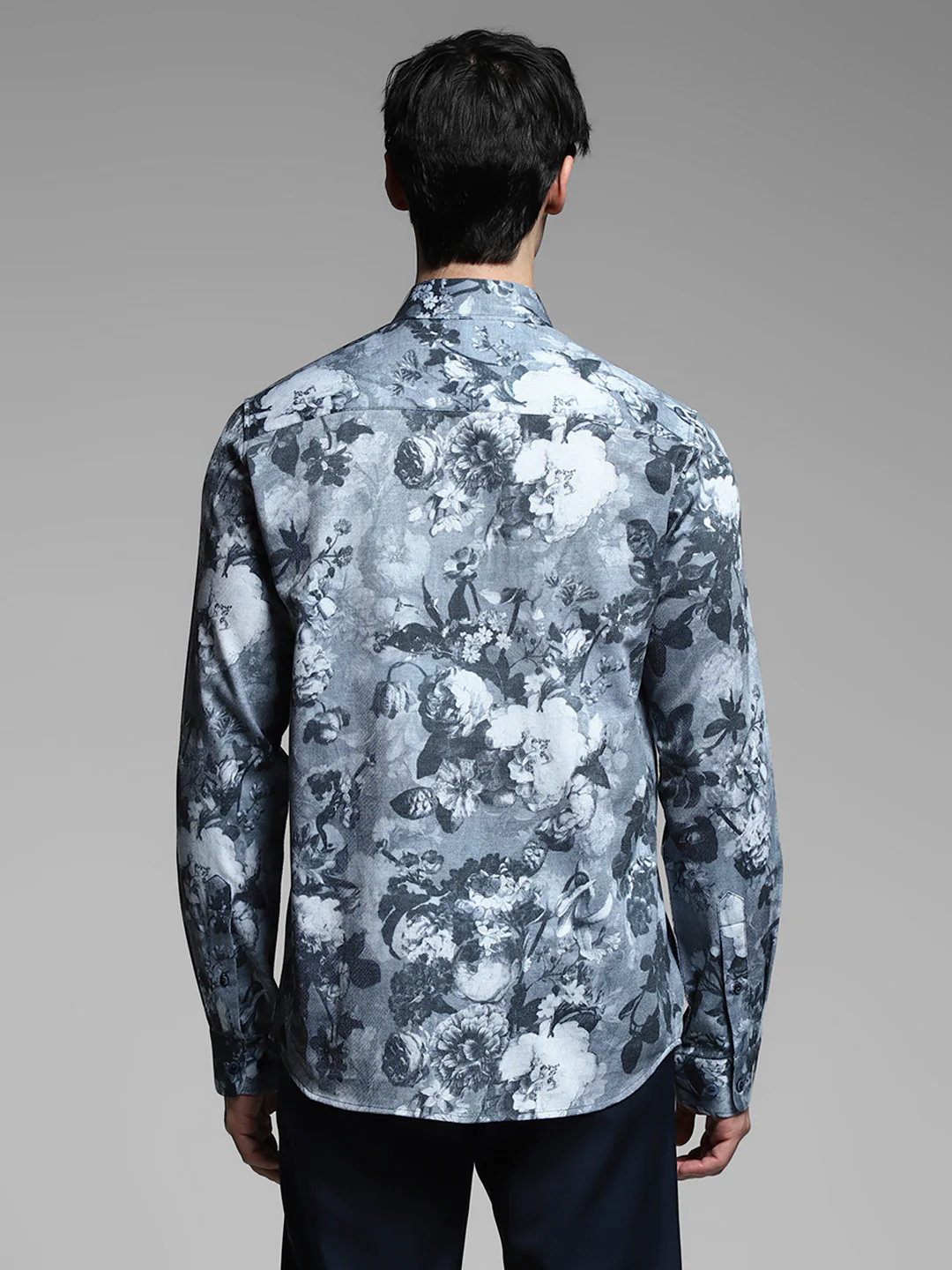 Grey Floral Cotton Shirt - Image 9