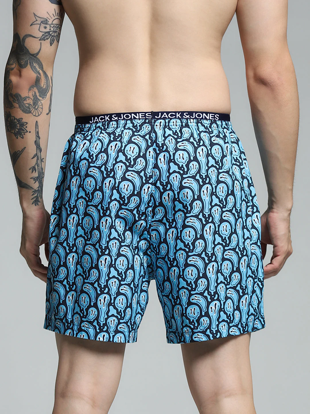 Navy Blue Printed Cotton Boxers - Image 3