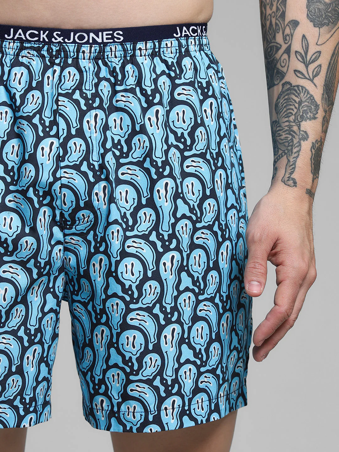 Navy Blue Printed Cotton Boxers - Image 4