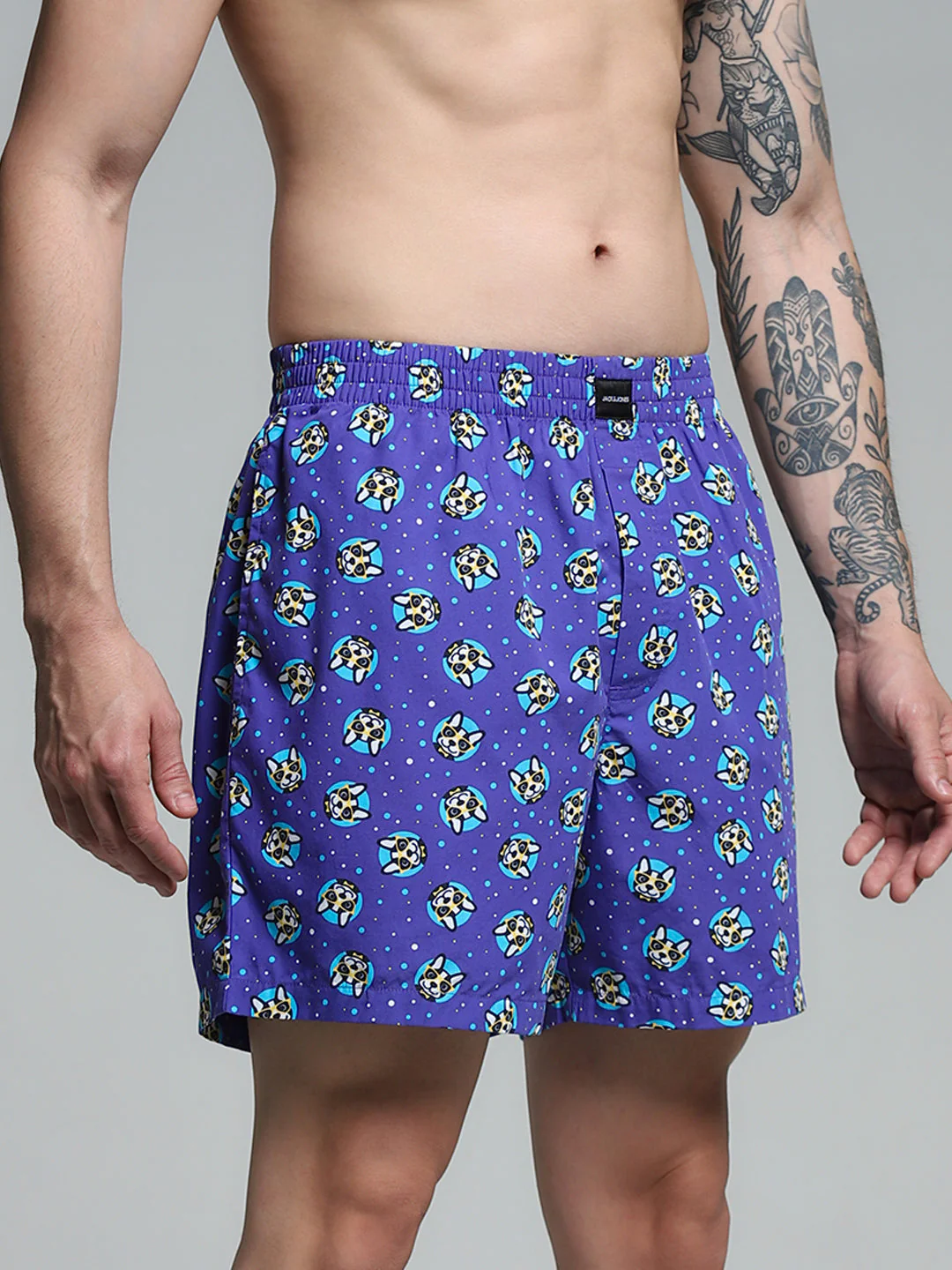 Blue Doggo Print Cotton Boxers - Image 2