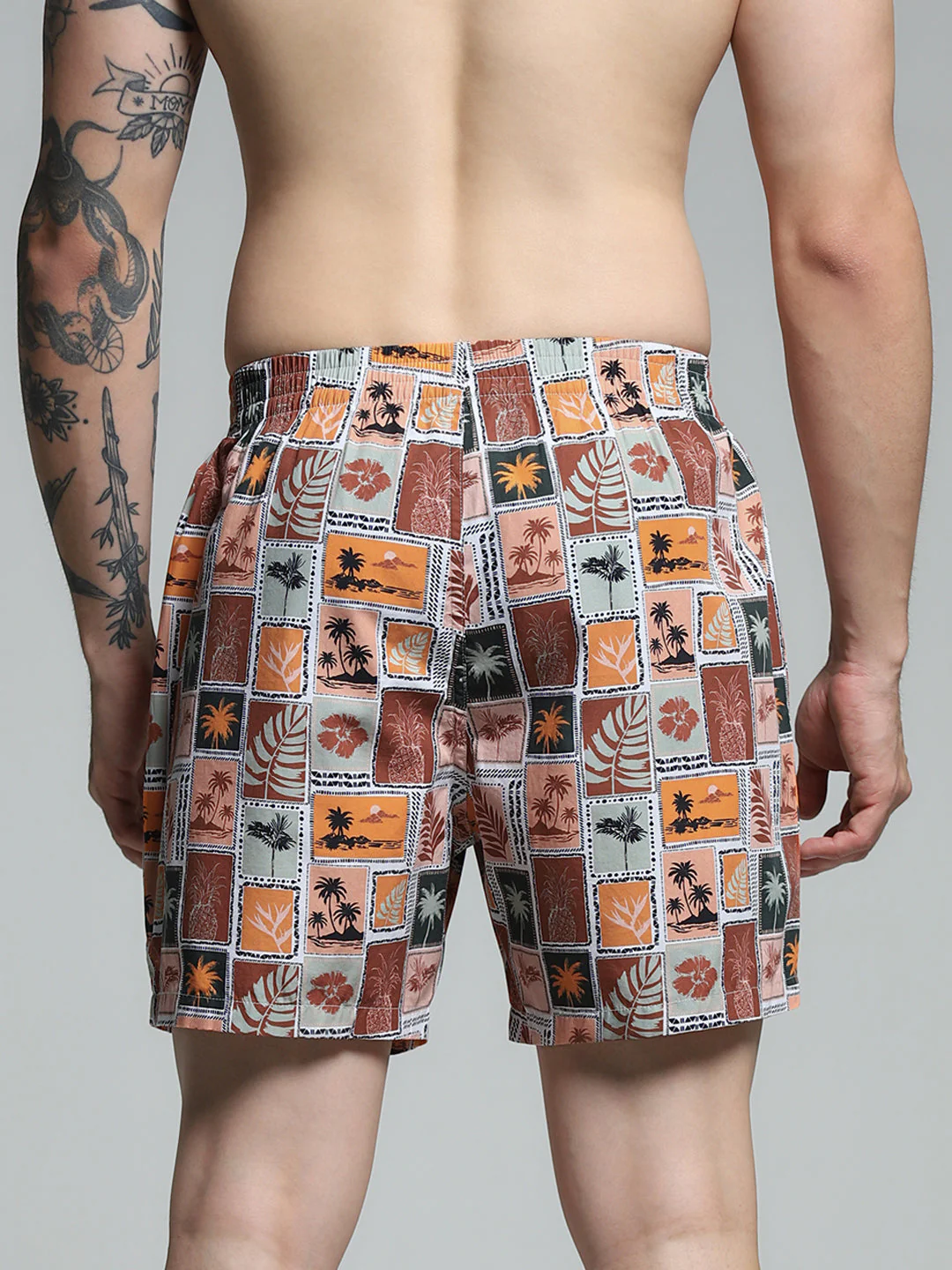 Brown Printed Cotton Boxers - Image 3